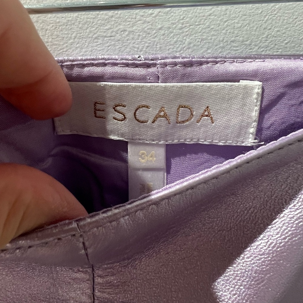Vintage Escada Metallic Lilac Lamb Leather Pants | Size 34 - Picture 5 of 8
